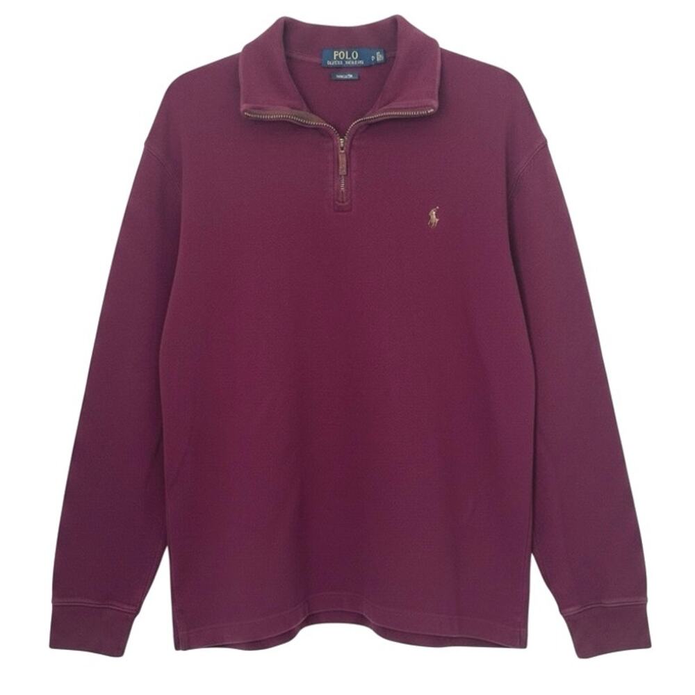 VTG Polo Ralph Lauren Large Estate Rib Burgundy 1/4 Zip Preppy Old Money